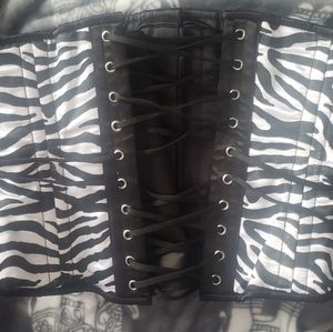 Zebra Patterned~Boned~Lace-up Corset